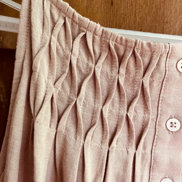 Elie Tahari Tiered Linen-Blend Midi Dress Baige Sundress Size M - Picture 8 of 16